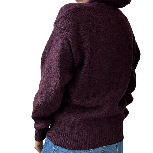 Vintage 1990s Eddie Bauer Purple Wool Blend Dark Academia Cowl Neck Sweater Sz M - Picture 7 of 7